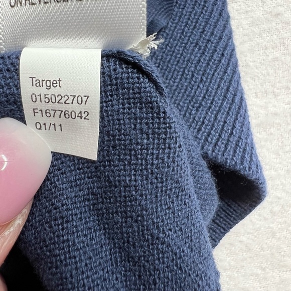 NWT Merona Blue Ruffle Cotton Quarter Sleeve V Neck Button Sweater Size XS - Picture 10 of 11